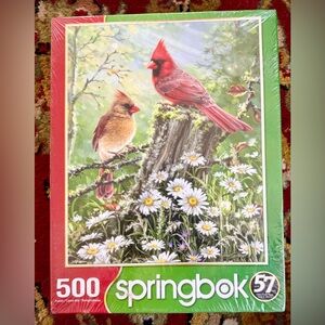 NIB Springbok 500 Piece Puzzle- GOLDEN LIGHT Male & Female Cardinals